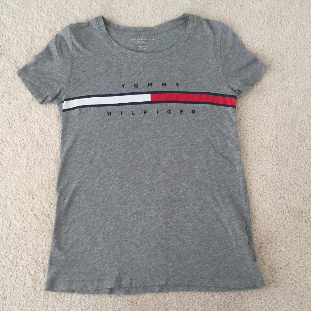 Grey Tommy Hilfiger Embroidered T-Shirt